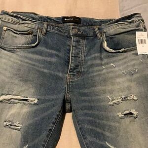 Purple Distressed Blue Jeans